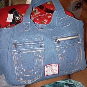 True Religion Light Blue Denim Tote